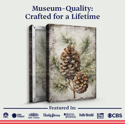 Vintage Winter Pine Cone Christmas Wall Art II canvas 3‑panel crafting set by Tailored Canvases on Tampa Home & Garden Store