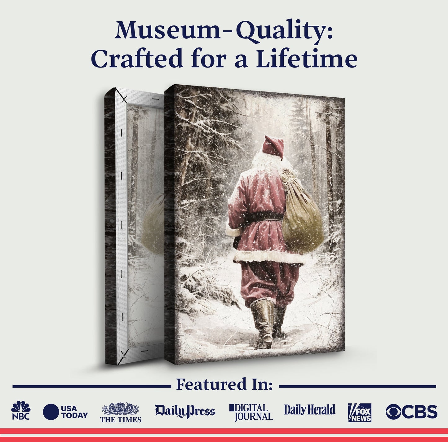 Vintage Santa Claus in Winter Forest Christmas Wall Art III canvas by Tailored Canvases vintage on Tampa Home & Garden Store
