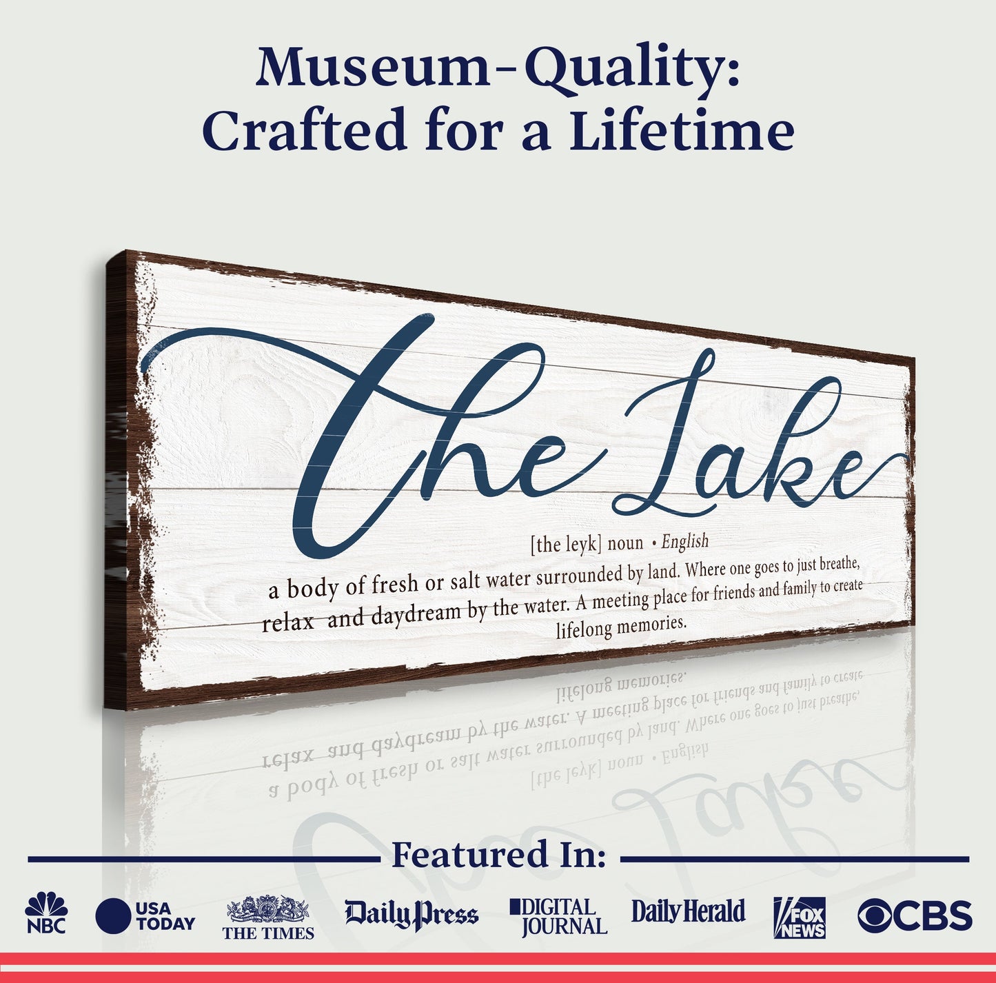 Canvas sign The Definition Of Lake Sign with blue script Tailored Canvases on Tampa Home & Garden Store