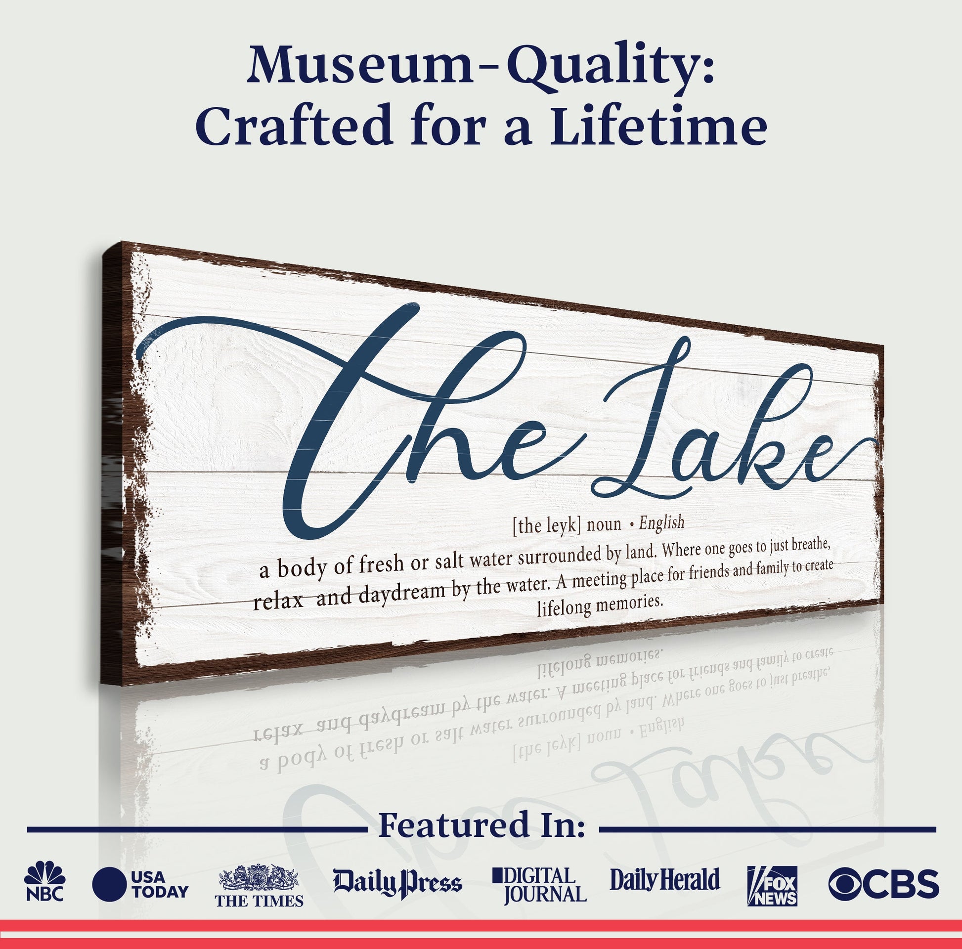 Canvas sign The Definition Of Lake Sign with blue script Tailored Canvases on Tampa Home & Garden Store