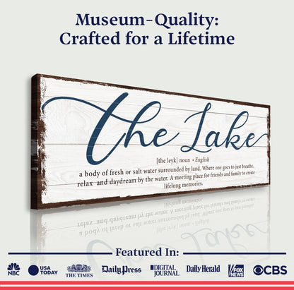 Canvas sign The Definition Of Lake Sign with blue script Tailored Canvases on Tampa Home & Garden Store