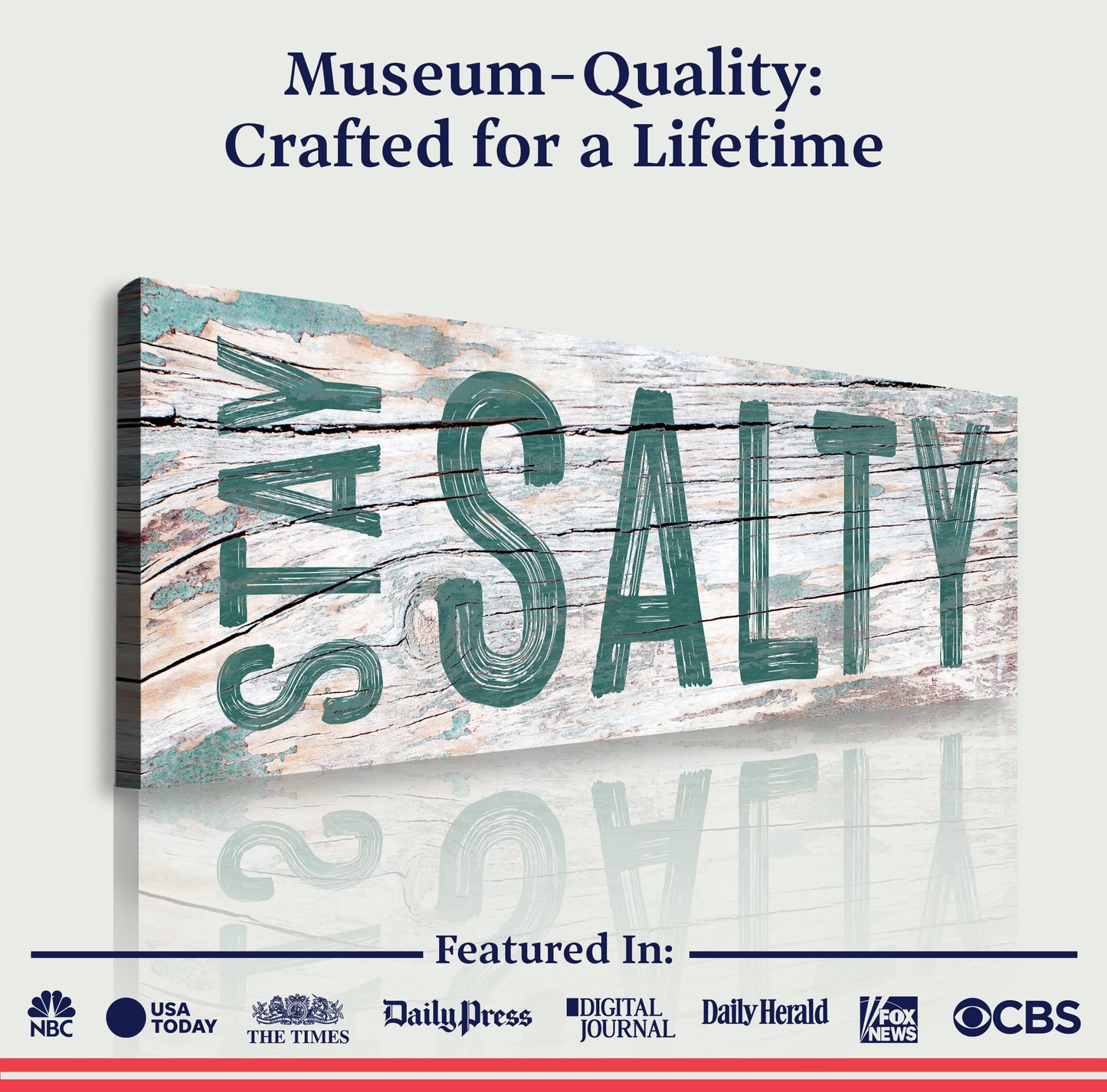 Stay Salty Coastal Sign VI canvas with weathered wood and teal lettering on Tampa Home & Garden Store