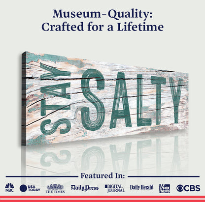 Stay Salty Coastal Sign VI canvas with weathered wood and teal lettering on Tampa Home & Garden Store