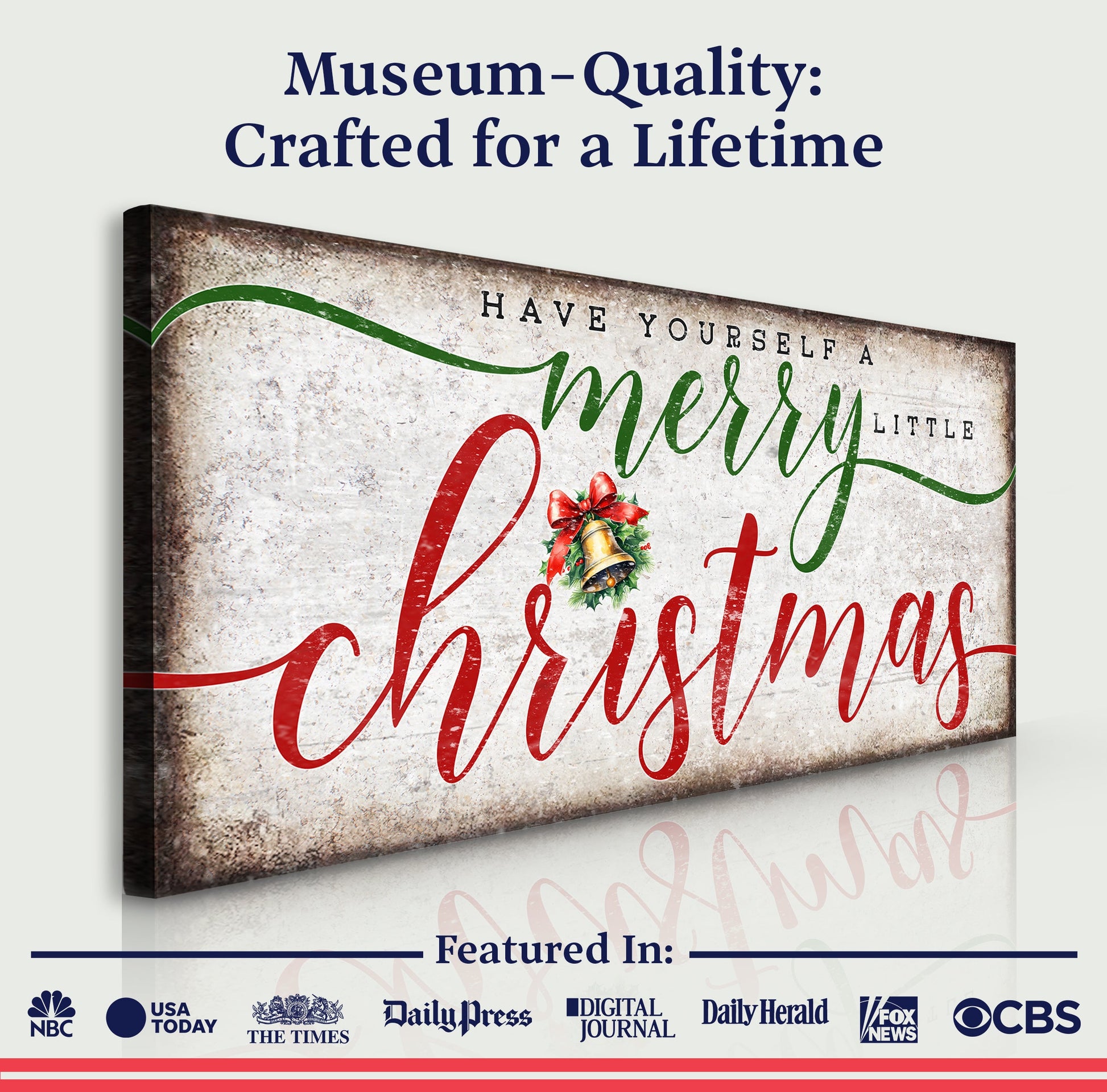 Canvas sign Have Yourself A Merry Little Christmas by Tailored Canvases with red script on Tampa Home & Garden Store