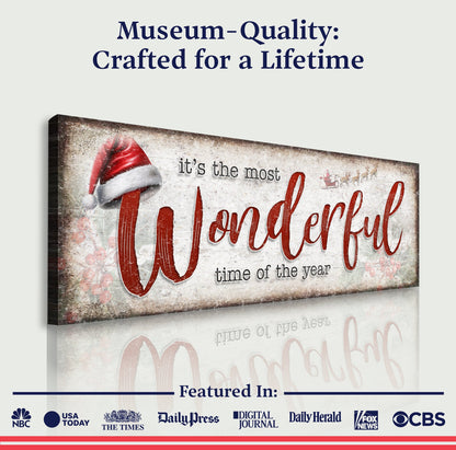 Crafting Canvas Tailored Canvases The Most Wonderful Time Of The Year with Santa hat red script on Tampa Home & Garden Store
