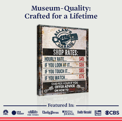 Garage Rules Sign canvas by Tailored Canvases; vintage distressed garage art for crafting on Tampa Home & Garden Store