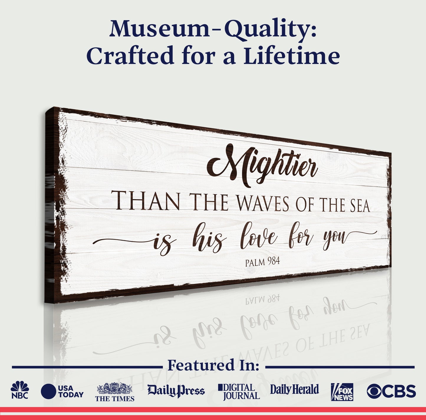 Canvas faith sign Mightier Than the Waves of the Sea Psalm 93:4 on wood by Tailored Canvases on Tampa Home & Garden Store