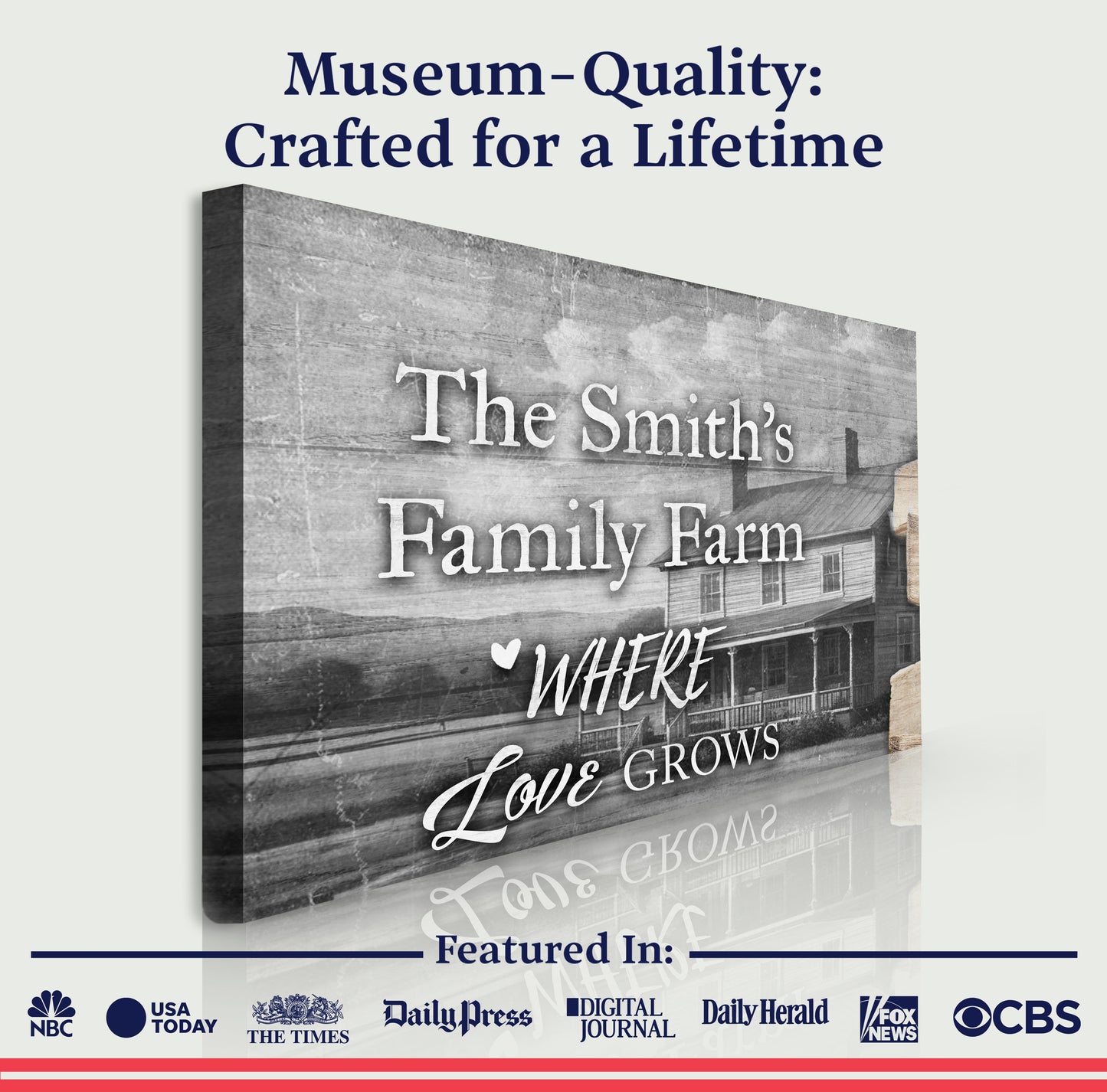 Direction Of Our Lives Family Farm Names Sign II canvas with rustic wood texture Tailored Canvases on Tampa Home & Garden Store