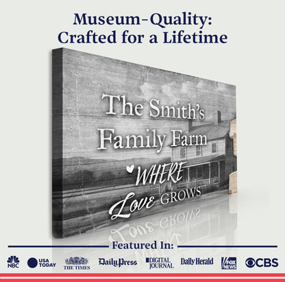 Direction Of Our Lives Family Farm Names Sign II canvas with rustic wood texture Tailored Canvases on Tampa Home & Garden Store
