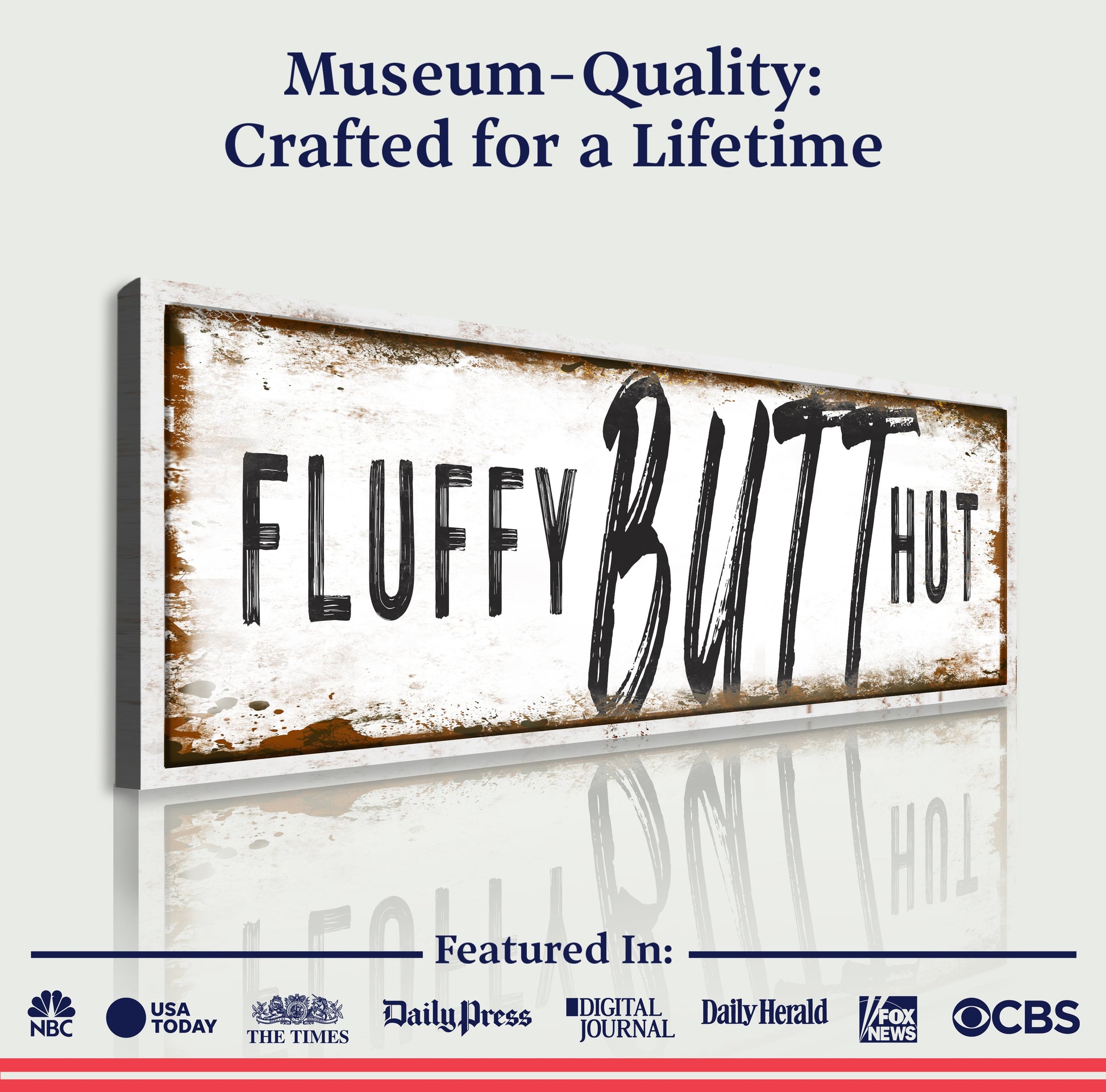 Fluffy Butt Hut Chicken Coop Sign canvas by Tailored Canvases with rustic distressed print on Tampa Home & Garden Store