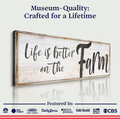 Life Is Better On The Farm Sign VIII canvas by Tailored Canvases, rustic wood craft sign on Tampa Home & Garden Store