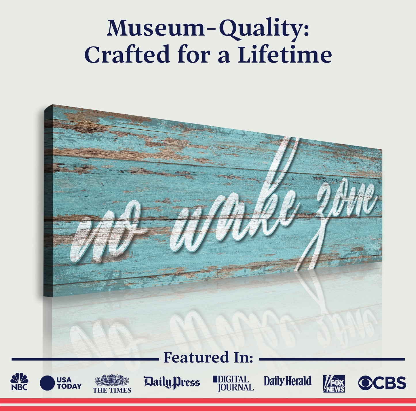 No Wake Zone Sign XIX canvas with turquoise distressed wood background on Tampa Home & Garden Store