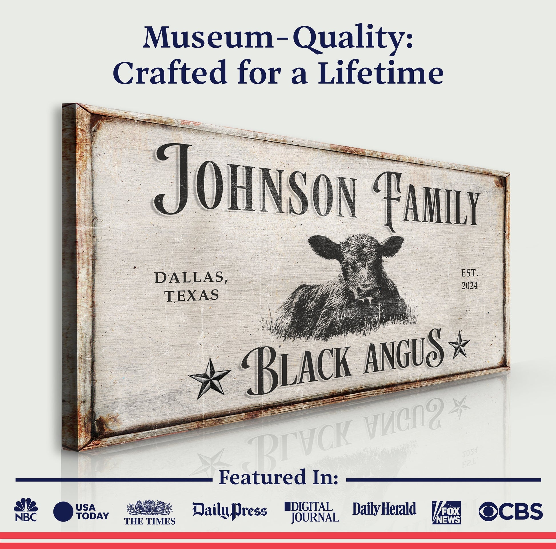 Black Angus Cattle Sign crafting canvas by Tailored Canvases, rustic farmhouse decor on Tampa Home & Garden Store