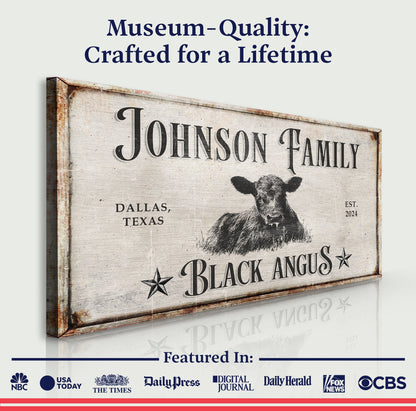 Black Angus Cattle Sign crafting canvas by Tailored Canvases, rustic farmhouse decor on Tampa Home & Garden Store