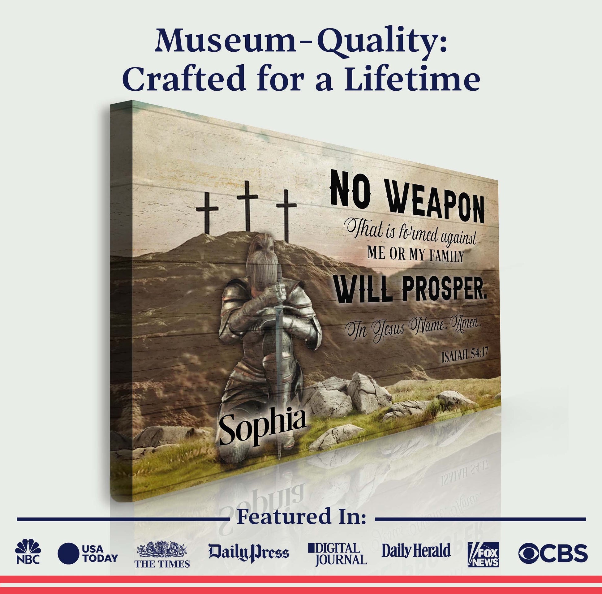 Canvas No Weapon Formed Against You Will Prosper Isaiah 54:17 Faith Sign II by Tailored Canvases on Tampa Home & Garden Store