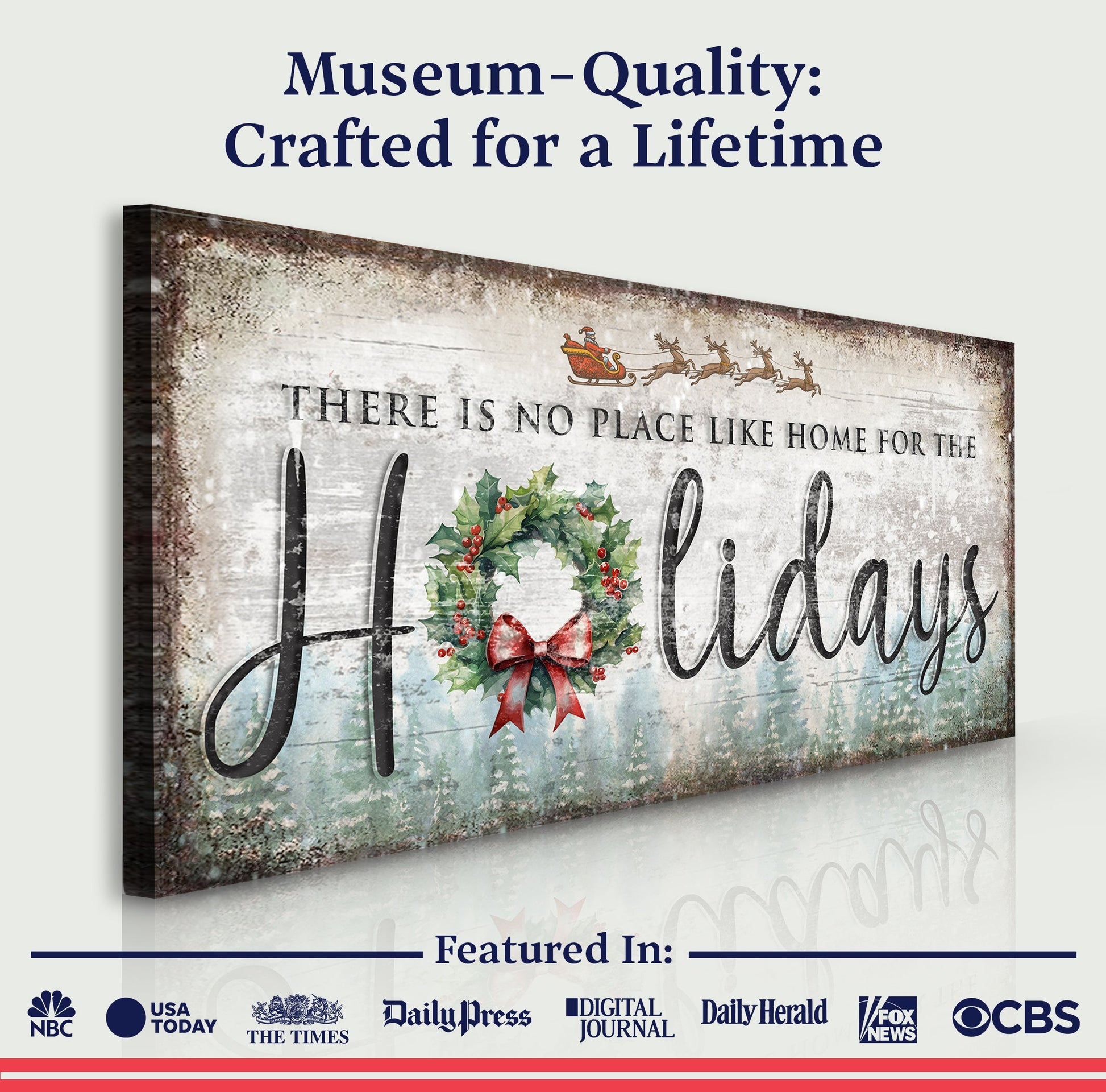 Canvas There's No Place Like Home For The Holidays Sign IV Tailored Canvases holly on Tampa Home & Garden Store