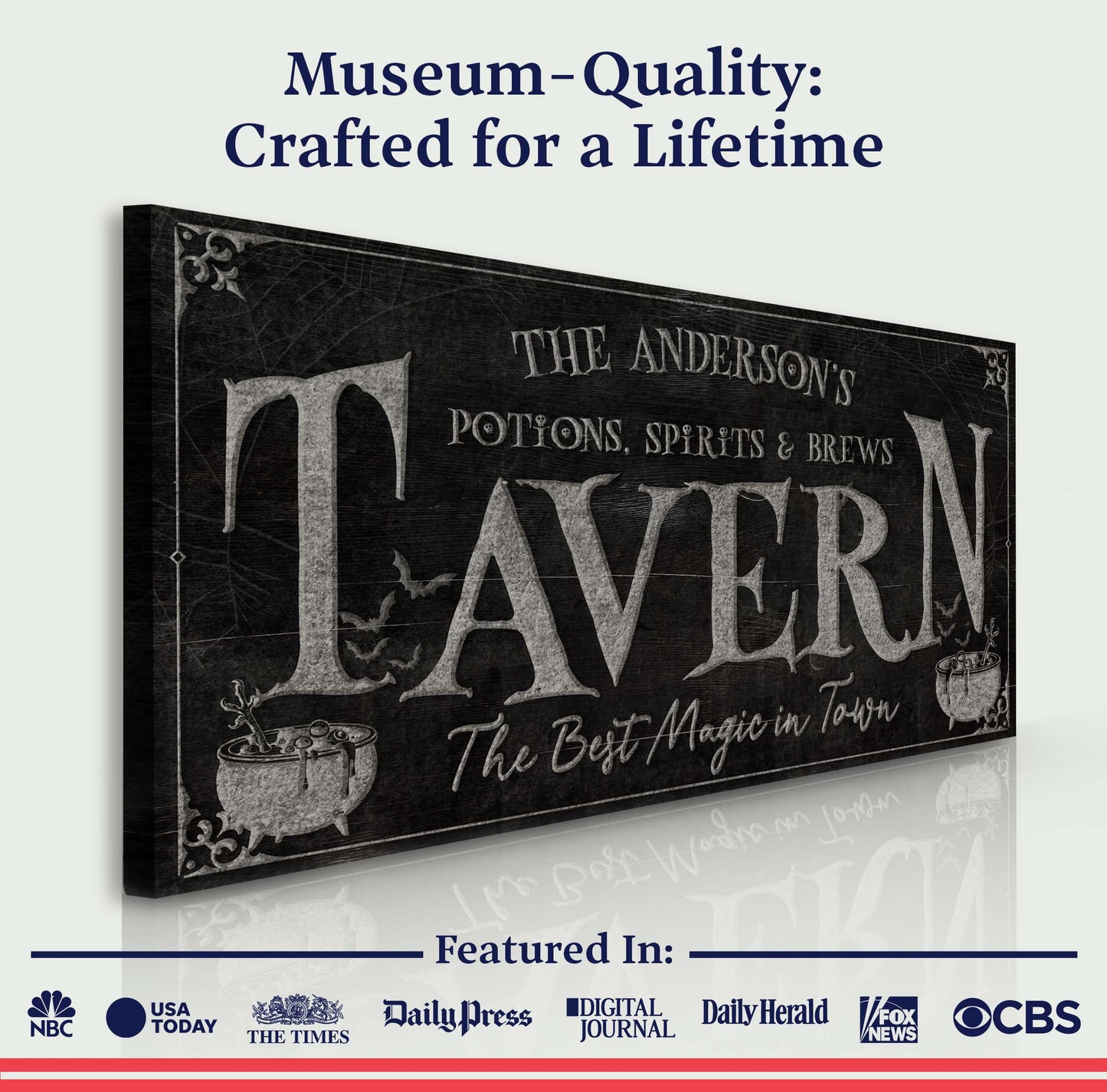 Potions, Spirits & Brews Tavern Halloween Sign canvas by Tailored Canvases in black on Tampa Home & Garden Store
