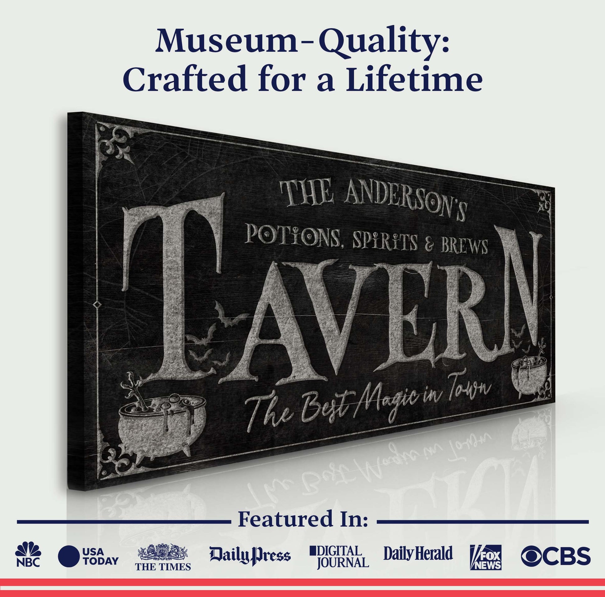 Potions, Spirits & Brews Tavern Halloween Sign canvas by Tailored Canvases in black on Tampa Home & Garden Store