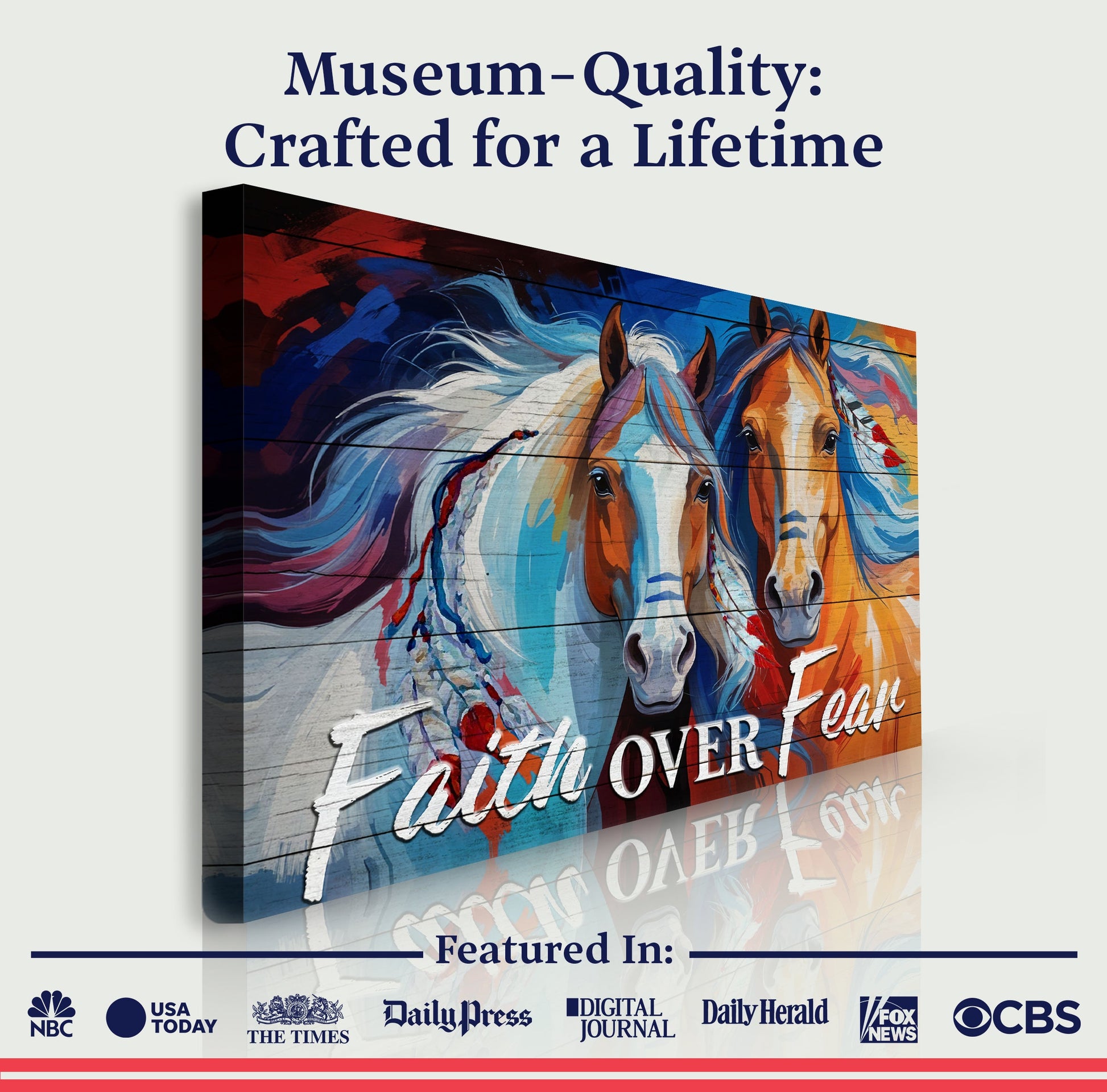 Faith Over Fear Faith Sign IV canvas by Tailored Canvases with horse artwork on Tampa Home & Garden Store