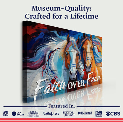 Faith Over Fear Faith Sign IV canvas by Tailored Canvases with horse artwork on Tampa Home & Garden Store