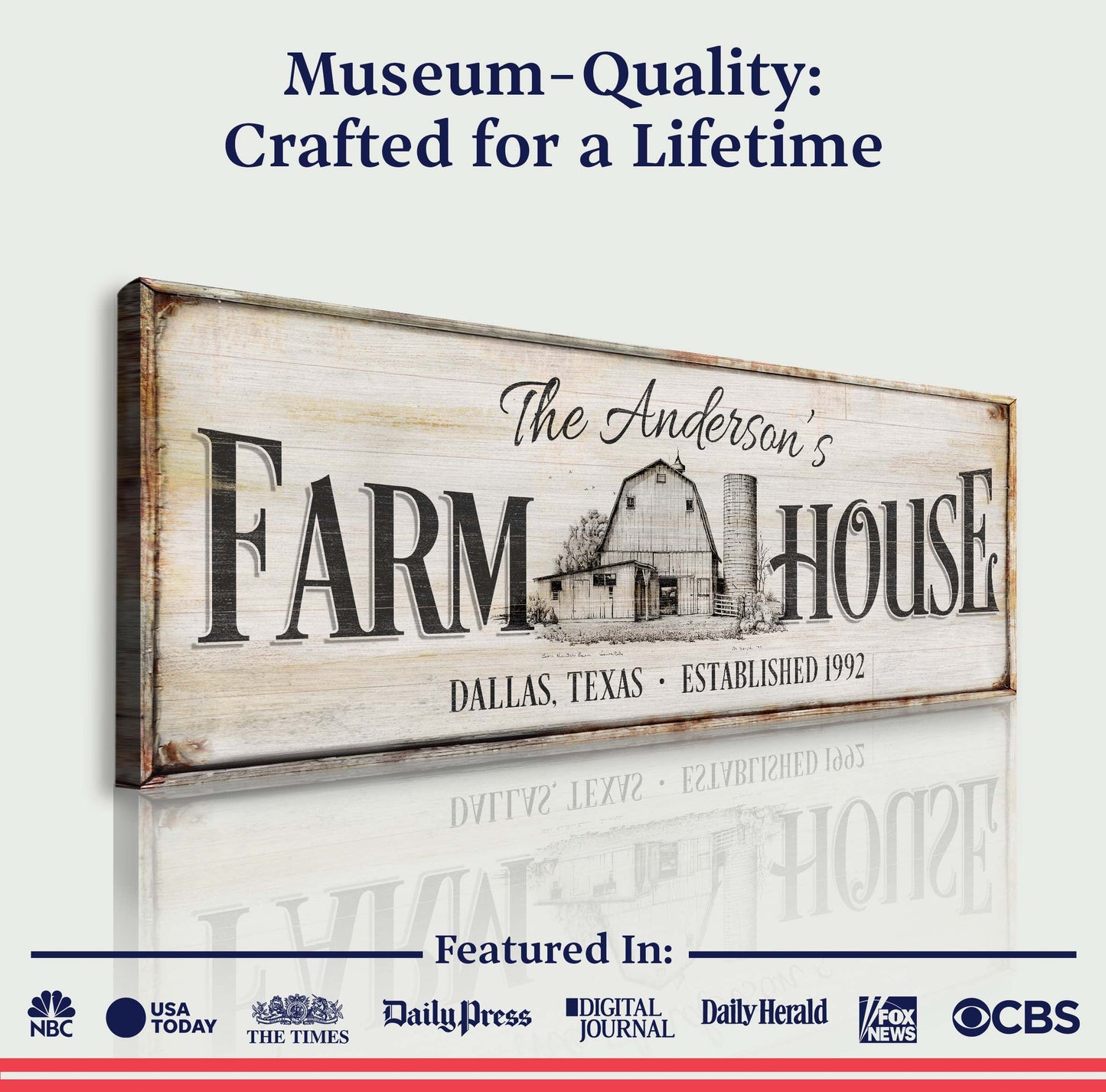Canvas rustic farmhouse sign by Tailored Canvases with distressed wood and vintage typography on Tampa Home & Garden Store