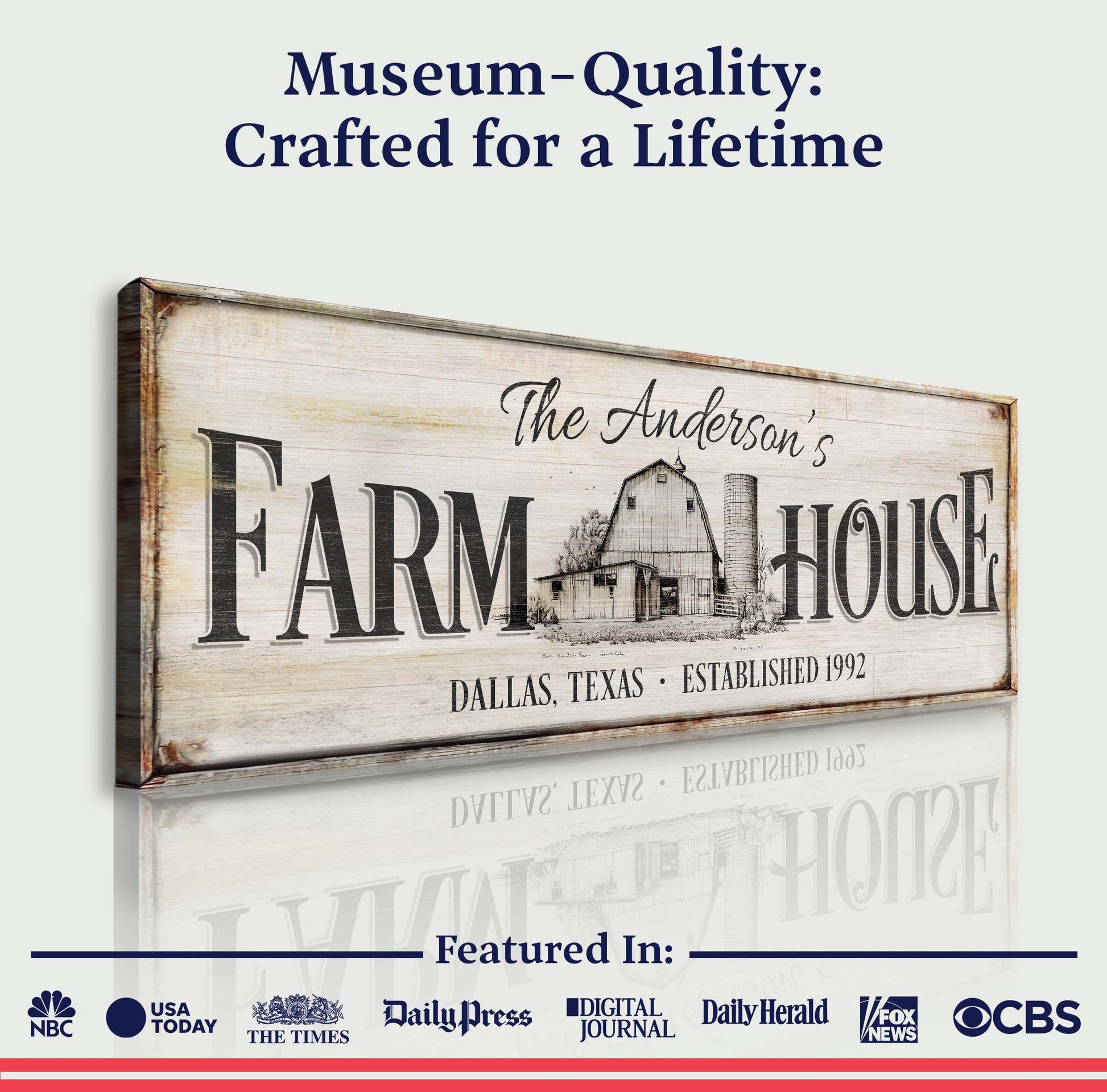Canvas rustic farmhouse sign by Tailored Canvases with distressed wood and vintage typography on Tampa Home & Garden Store
