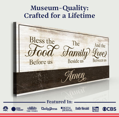 Canvas sign Bless The Food Before Us And The Love Between Us by Tailored Canvases on Tampa Home & Garden Store