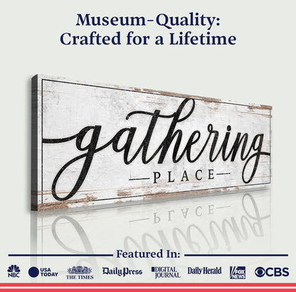 Canvas wall art Gathering Place kitchen sign decor with distressed wood backdrop Thanksgiving on Tampa Home & Garden Store