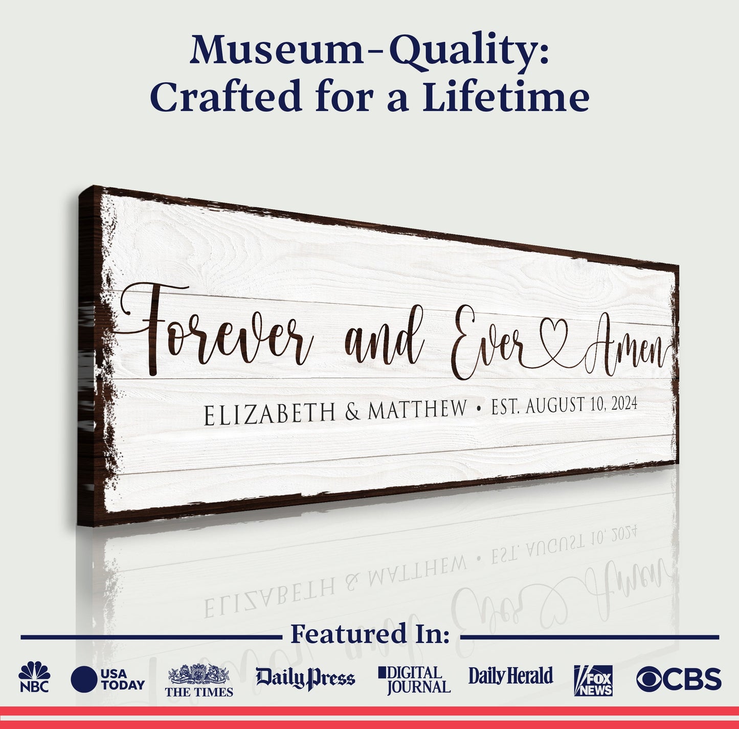 Tailored Canvases Forever And Ever Amen Faith Sign II canvas with rustic whitewashed wood on Tampa Home & Garden Store