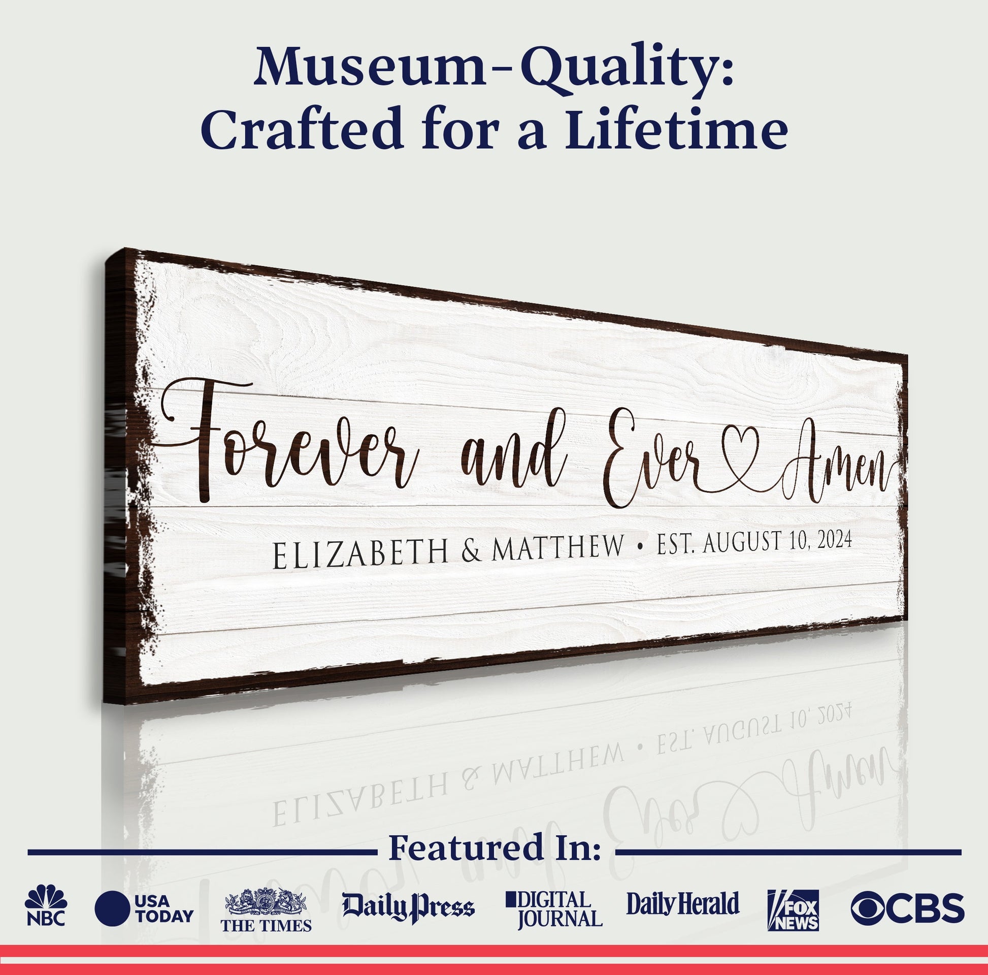 Tailored Canvases Forever And Ever Amen Faith Sign II canvas with rustic whitewashed wood on Tampa Home & Garden Store