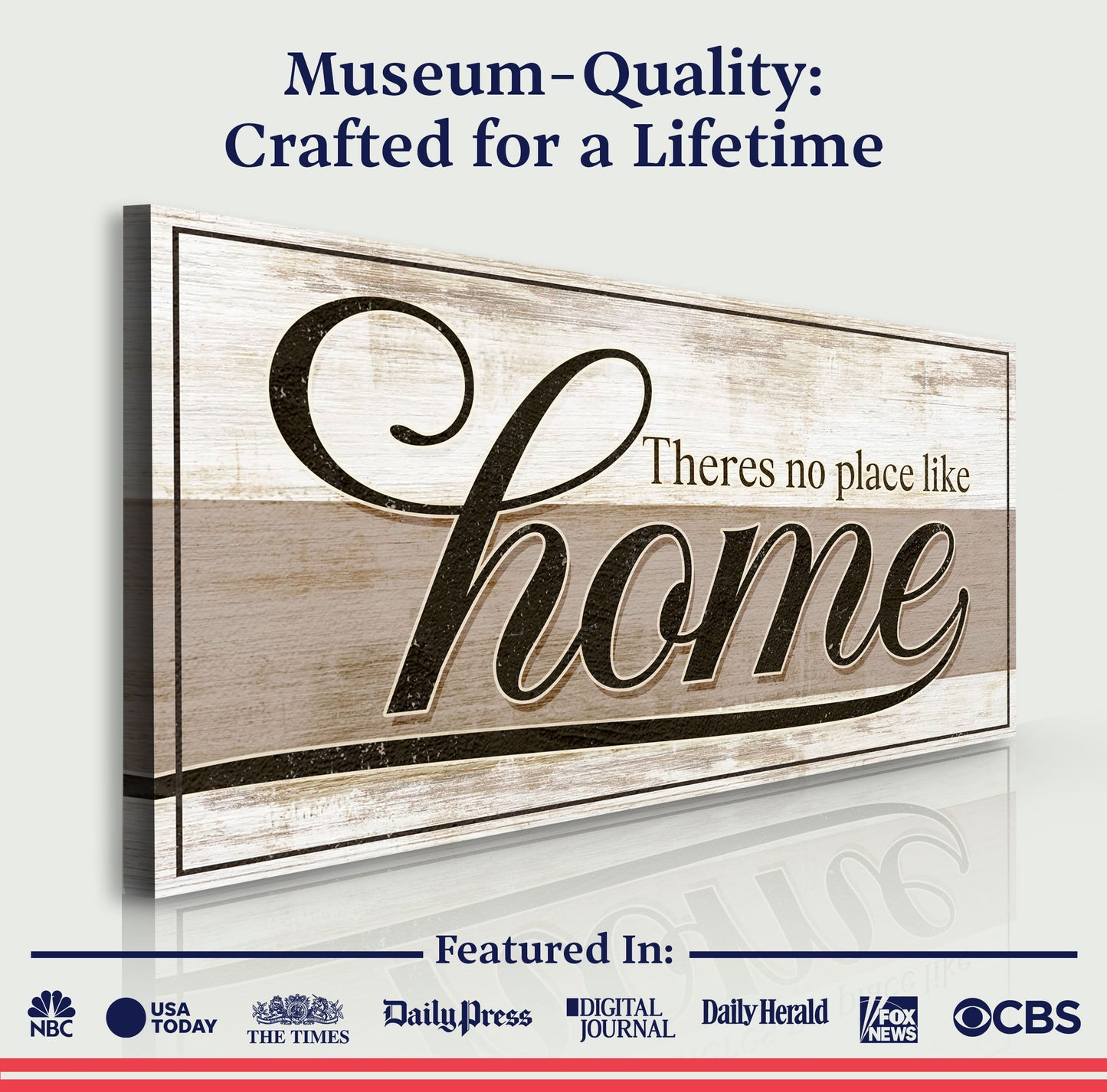 Crafting canvas No Place Like Home II with weathered wood and script home Tailored Canvases on Tampa Home & Garden Store