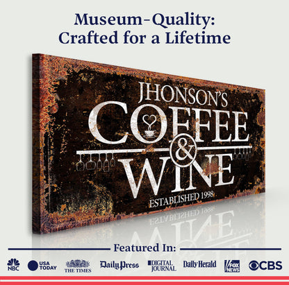 Coffee and Wine Sign III Canvas by Tailored Canvases with distressed rust texture on Tampa Home & Garden Store