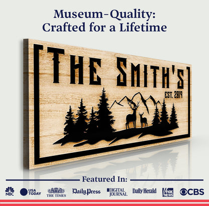 Family Mountain Sign III canvas by Tailored Canvases; forest silhouettes on Tampa Home & Garden Store