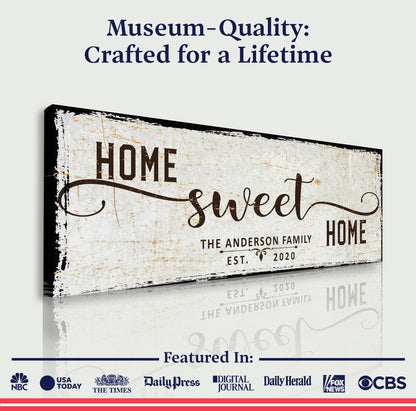 Home Sweet Home canvas sign with vintage finish on Tailored Canvases crafting canvas on Tampa Home & Garden Store