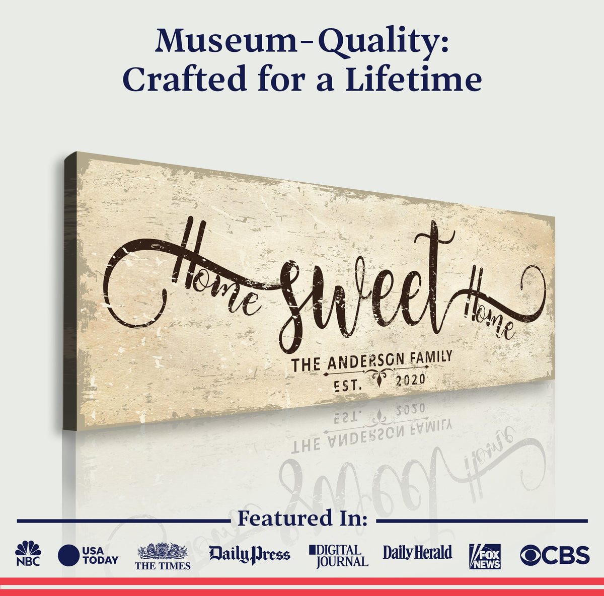 Home Sweet Home Sign VI canvas by Tailored Canvases beige distressed crafting canvas on Tampa Home & Garden Store