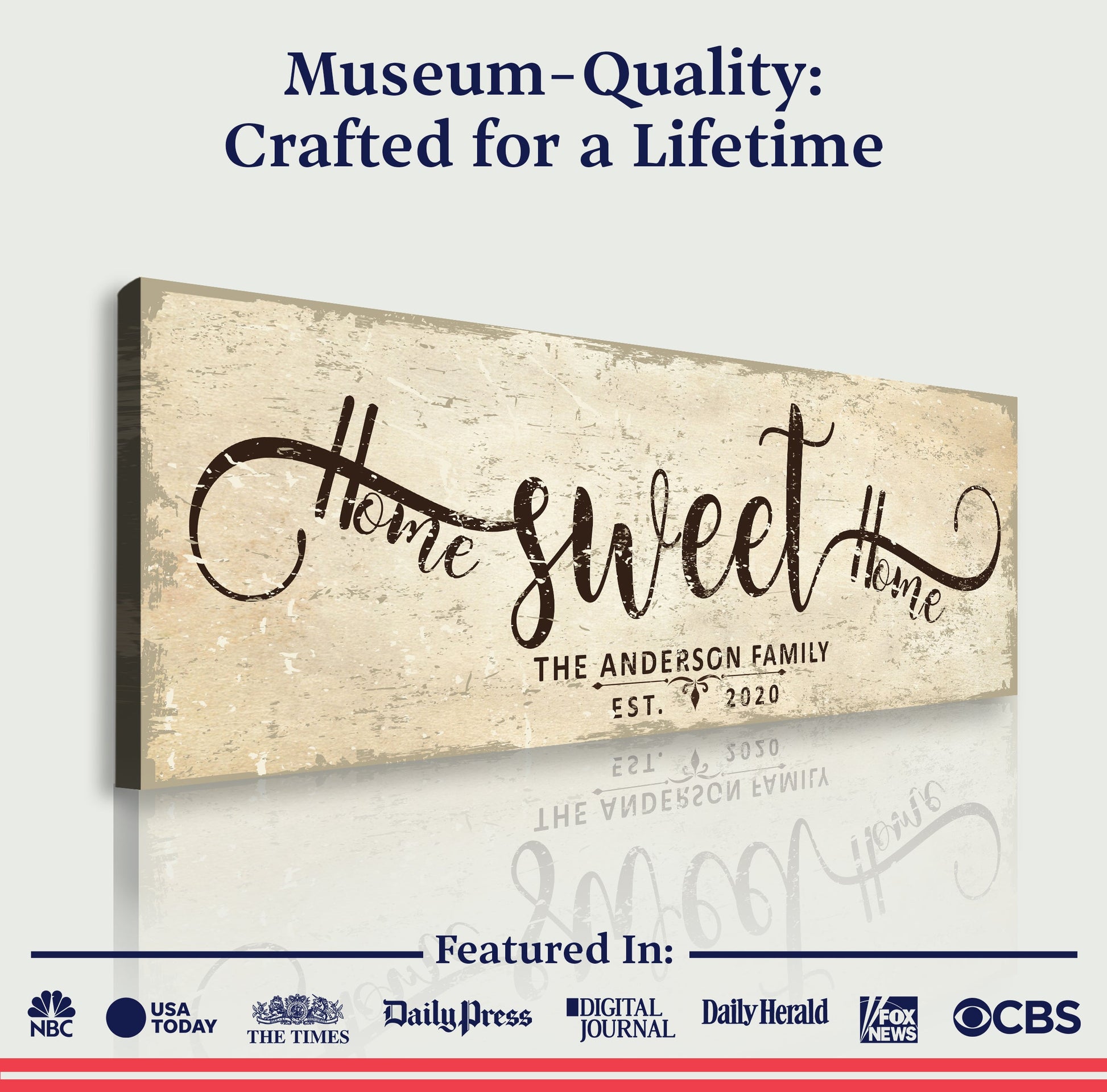 Home Sweet Home Sign VI canvas by Tailored Canvases beige distressed crafting canvas on Tampa Home & Garden Store