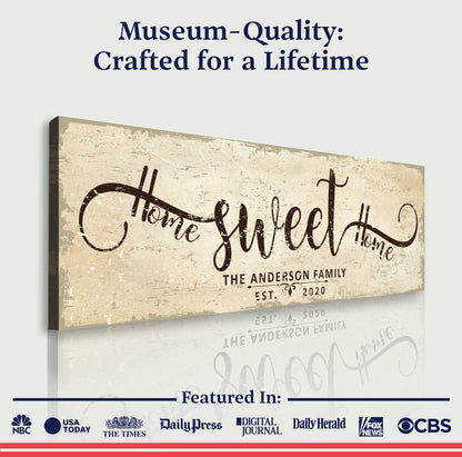 Home Sweet Home Sign VI canvas by Tailored Canvases beige distressed crafting canvas on Tampa Home & Garden Store