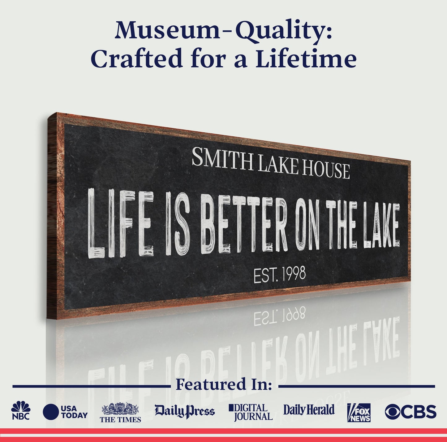 Life Is Better On The Lake Sign III canvas by Tailored Canvases with chalkboard typography on Tampa Home & Garden Store