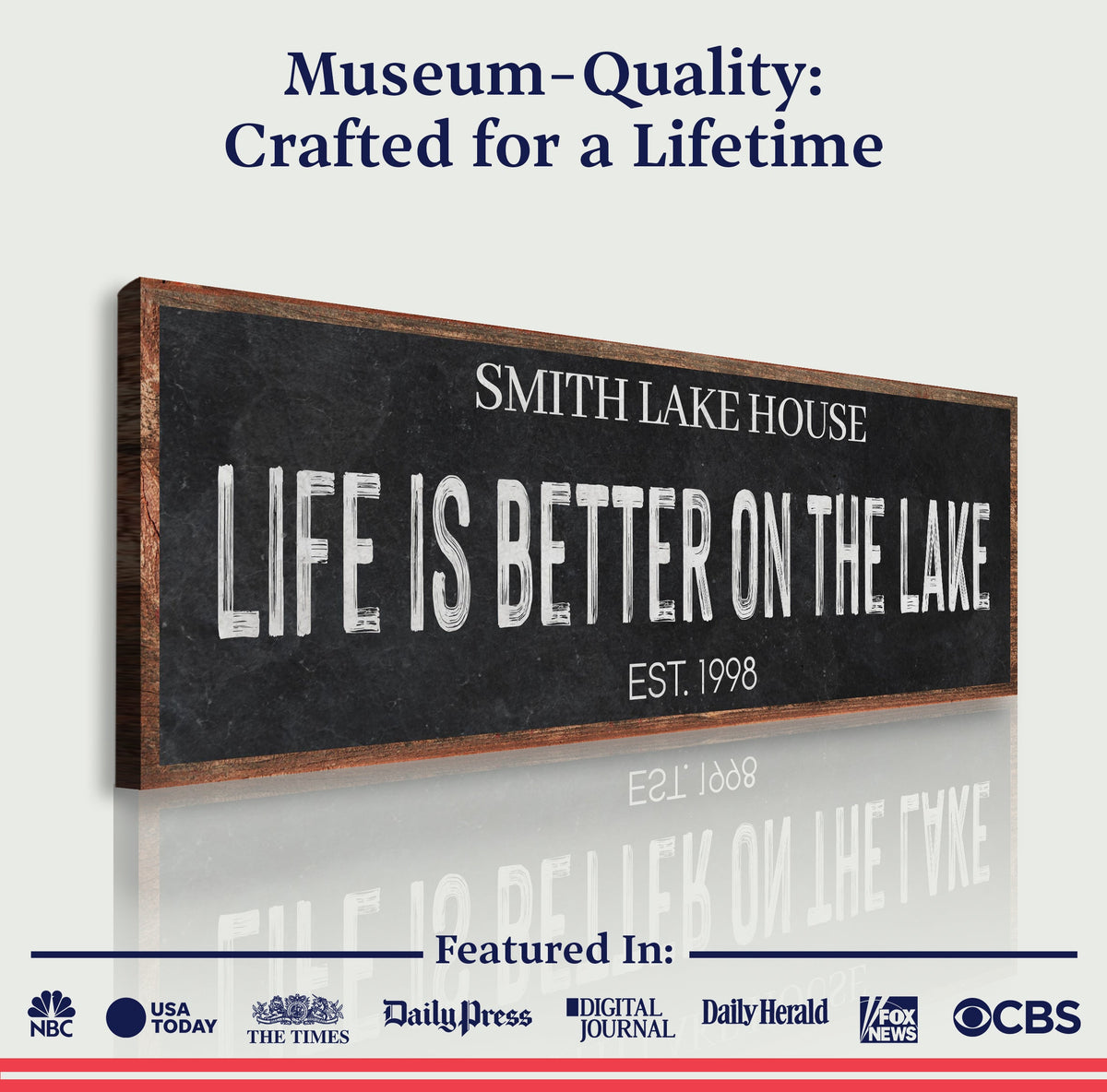 Life Is Better On The Lake Sign III canvas by Tailored Canvases with chalkboard typography on Tampa Home & Garden Store
