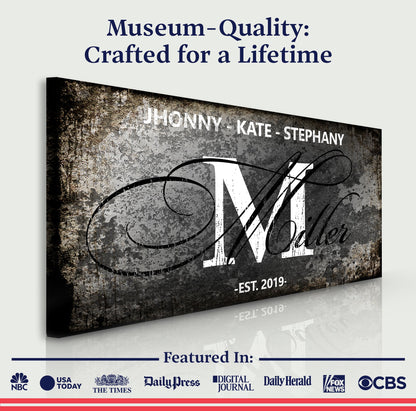 Tailored Canvases Family Sign XVIII crafting canvas with distressed texture and white script on Tampa Home & Garden Store