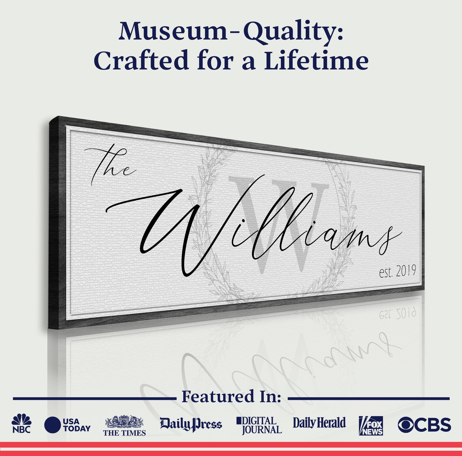 Family Sign XVII canvas by Tailored Canvases; crafting canvas with black frame and script Wedding design on Tampa Home & Garden Store