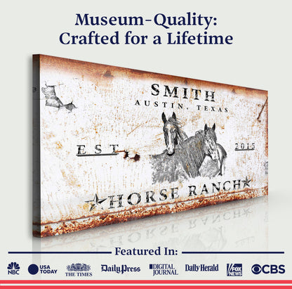 Rustic Horse Ranch Sign III canvas by Tailored Canvases with weathered ranch artwork on Tampa Home & Garden Store