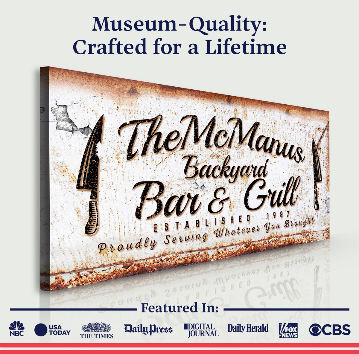 Backyard Bar & Grill Sign IV canvas print, rustic distressed look, Tailored Canvases crafting canvas on Tampa Home & Garden Store