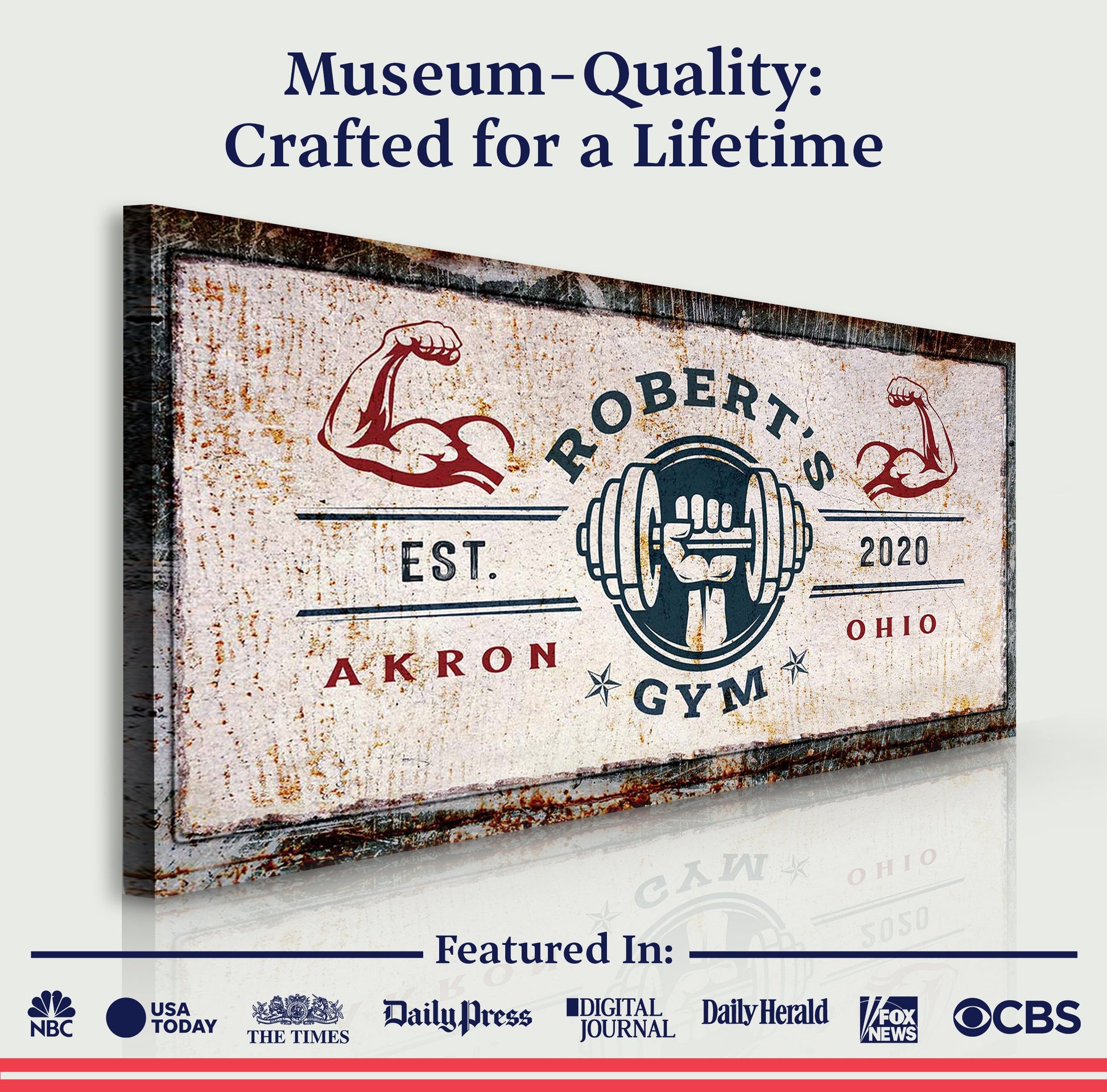 Gym Sign V canvas with rustic vintage gym artwork by Tailored Canvases on Tampa Home & Garden Store