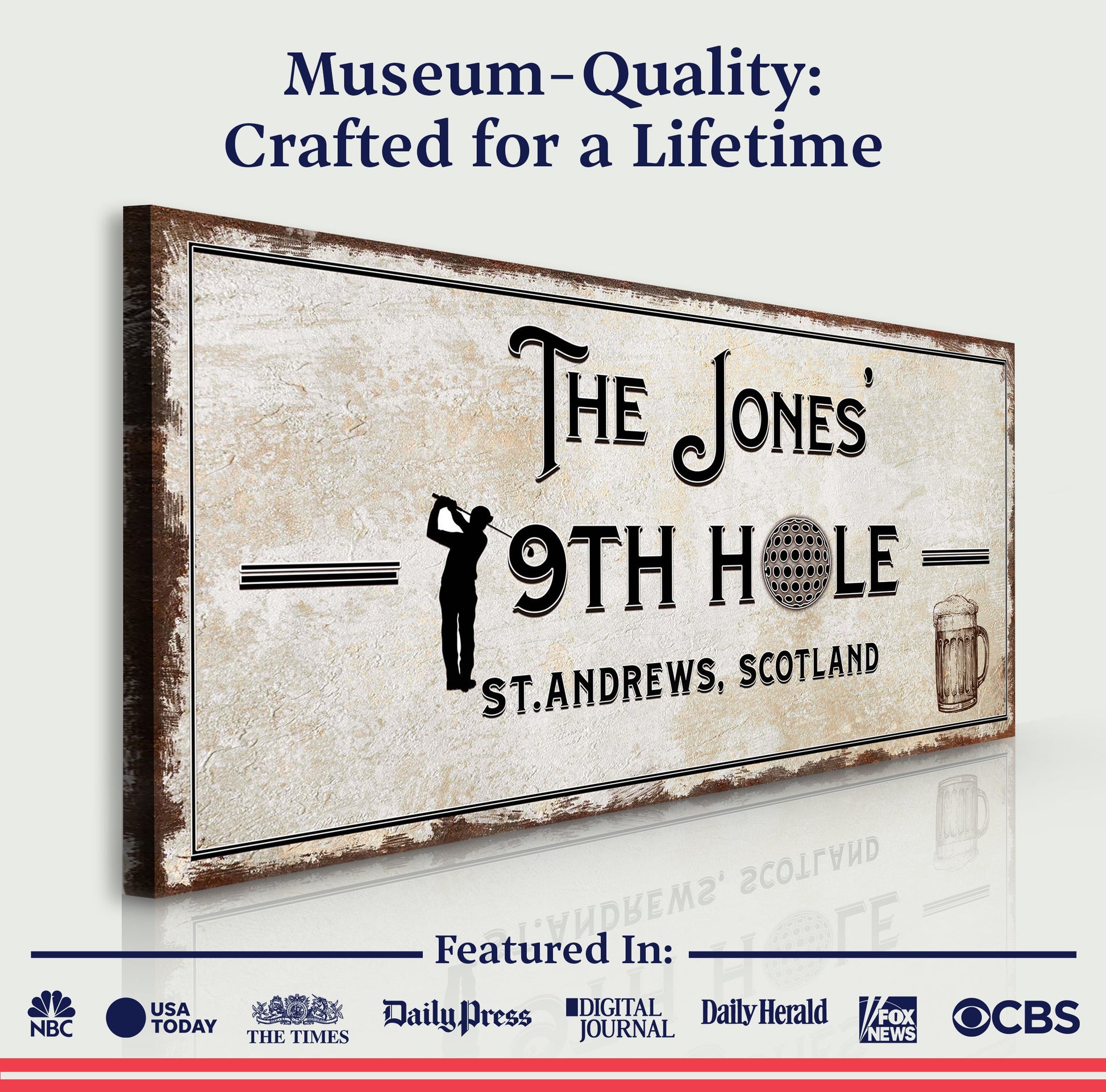 Canvas sign 19th Hole Golf Tailored Canvases crafting canvas rustic texture on Tampa Home & Garden Store