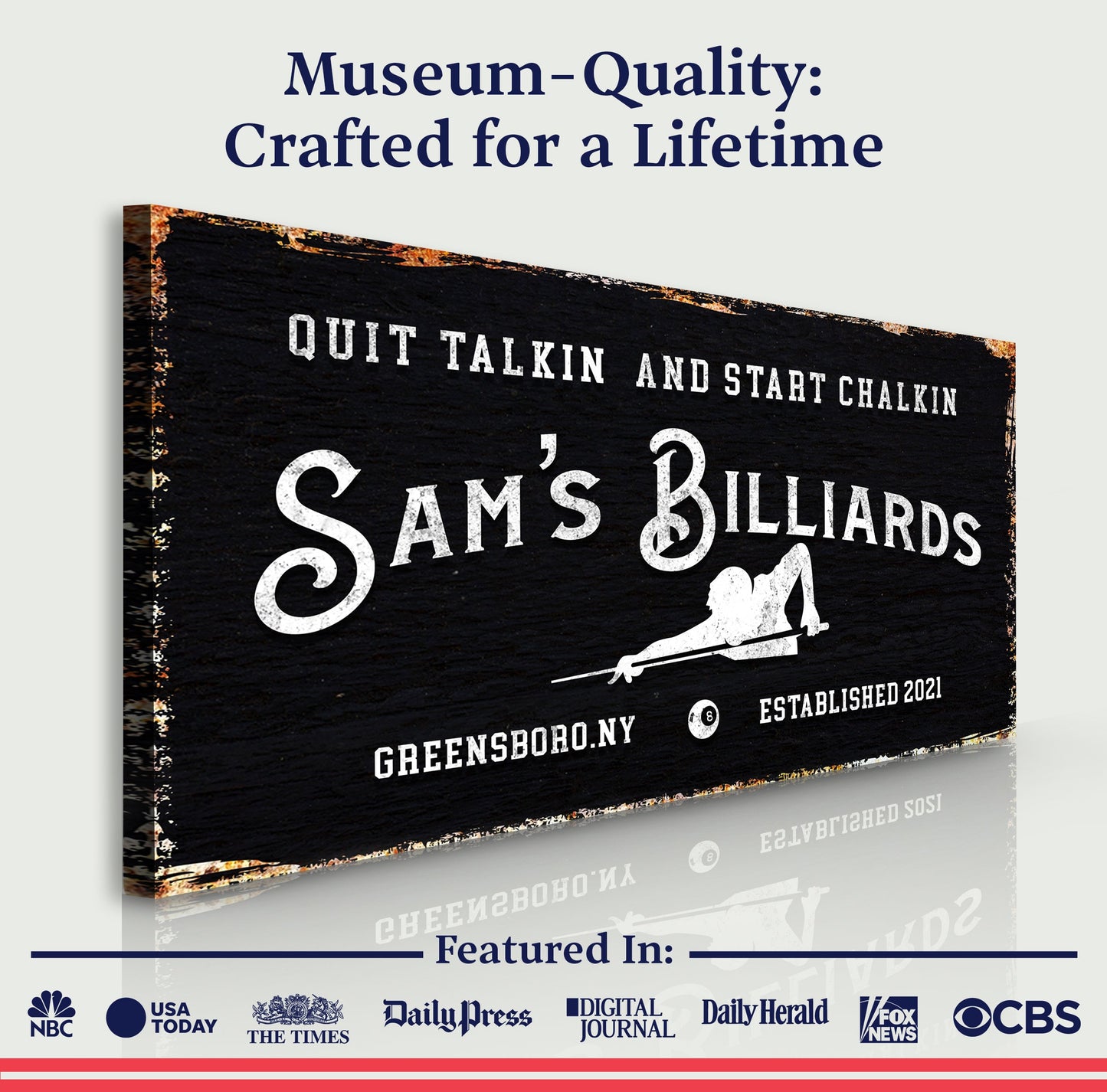 Billiards Room Sign canvas in black with Sam's Billiards Tailored Canvases on Tampa Home & Garden Store