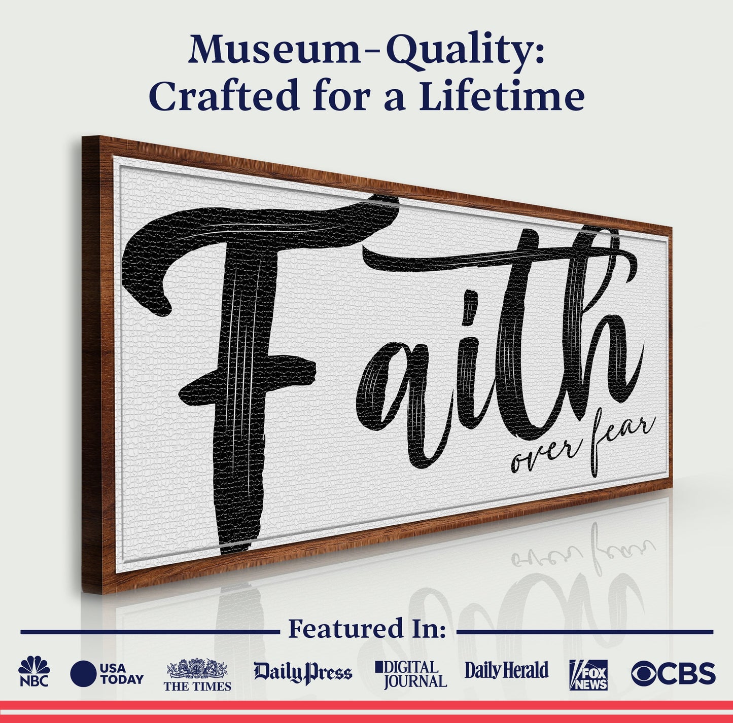 Faith Over Fear Faith Sign II canvas by Tailored Canvases with wood frame and bold script Faith on Tampa Home & Garden Store