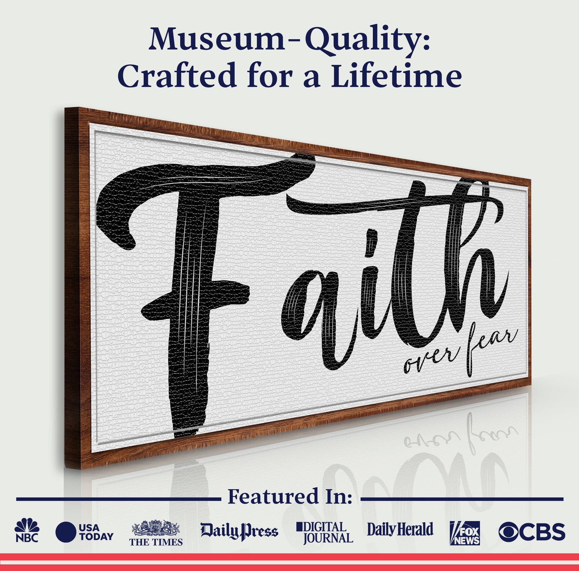 Faith Over Fear Faith Sign II canvas by Tailored Canvases with wood frame and bold script Faith on Tampa Home & Garden Store