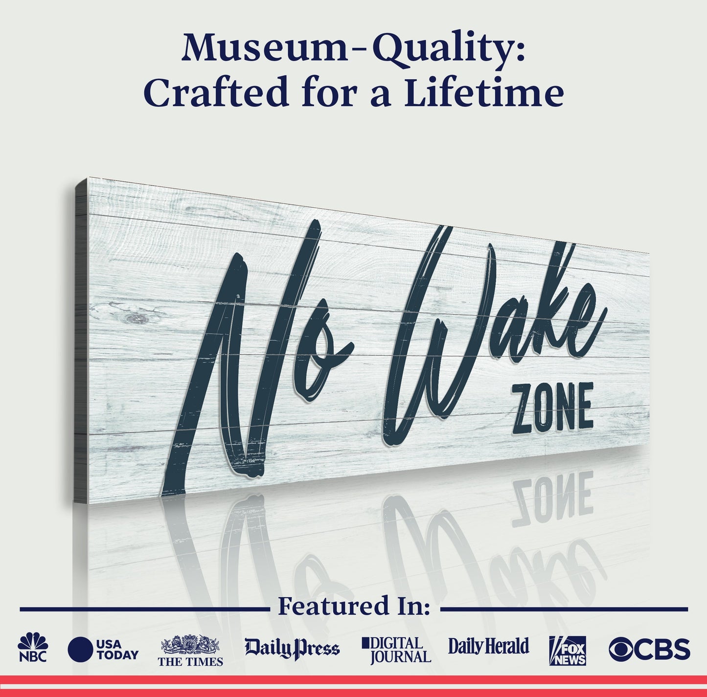 No Wake Zone Sign XVI canvas with weathered wood plank texture by Tailored Canvases on Tampa Home & Garden Store