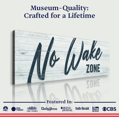 No Wake Zone Sign XVI canvas with weathered wood plank texture by Tailored Canvases on Tampa Home & Garden Store